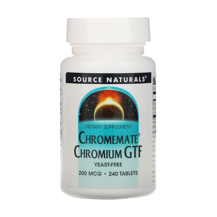 Хром Source Naturals Chromemate Chromium GTF 200 мкг, 240 таблеток